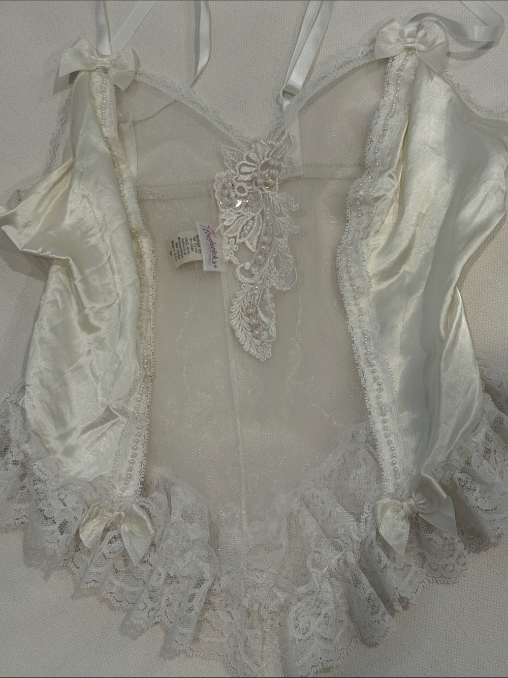 Frederick's of Hollywood Ivory Satin & Lace Chemise